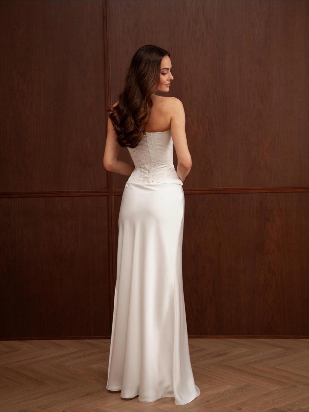 Custom Ivory Bridal Corset, Maxi Skirt & Scarf Set – 3 Piece - Picture 3 of 7